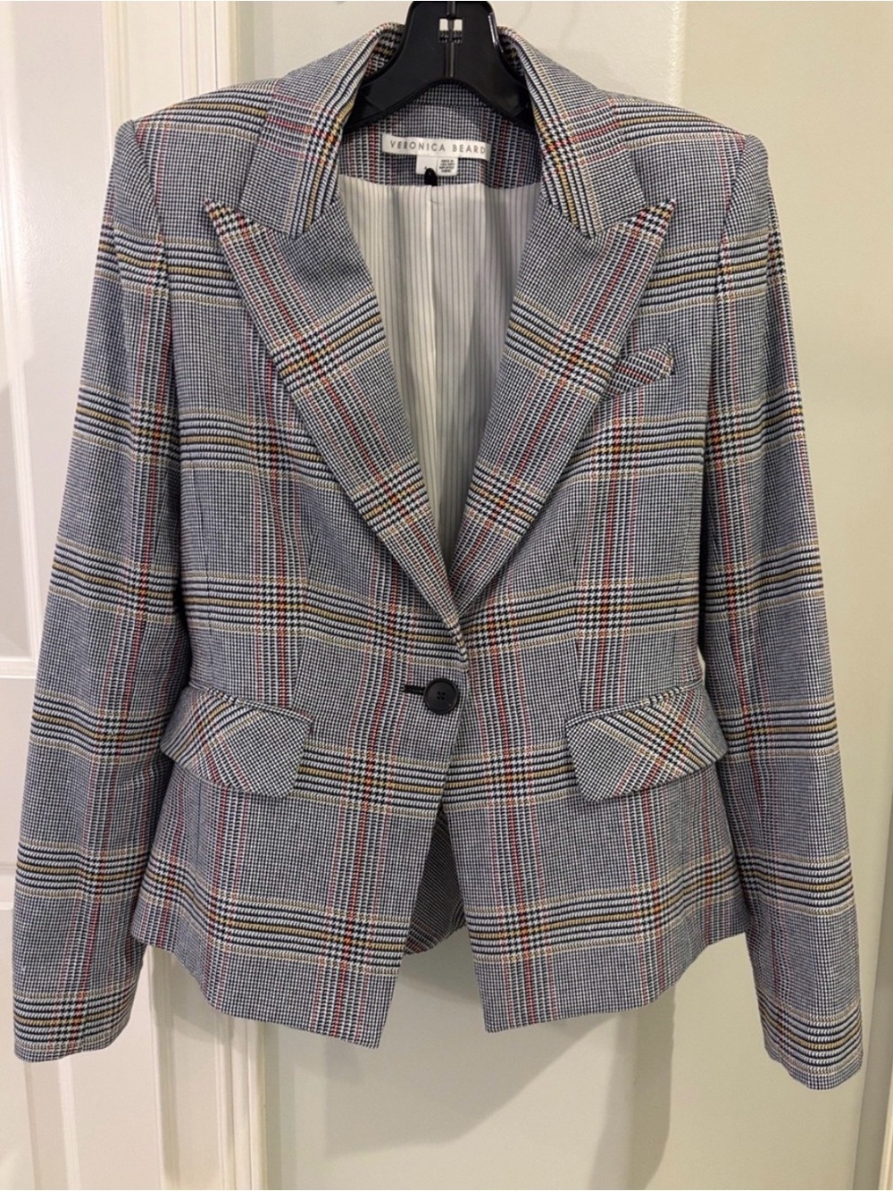 Veronica Beard Gray Plaid One-Button Blazer - Size 4 - Picture 3 of 8